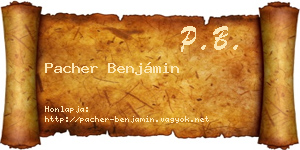 Pacher Benjámin névjegykártya